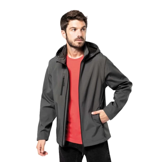 Softshell cu maneci detasabile si gluga, Gri inchis Softshell cu maneci detasabile si gluga, Gri inchis