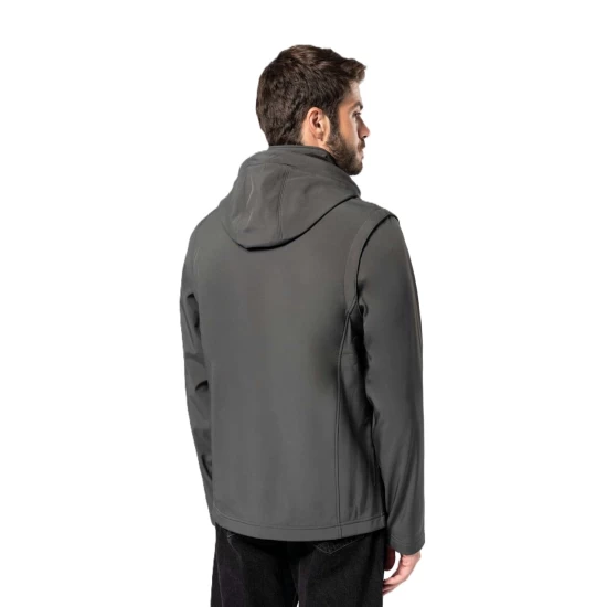 Softshell cu maneci detasabile si gluga, Gri inchis Softshell cu maneci detasabile si gluga, Gri inchis