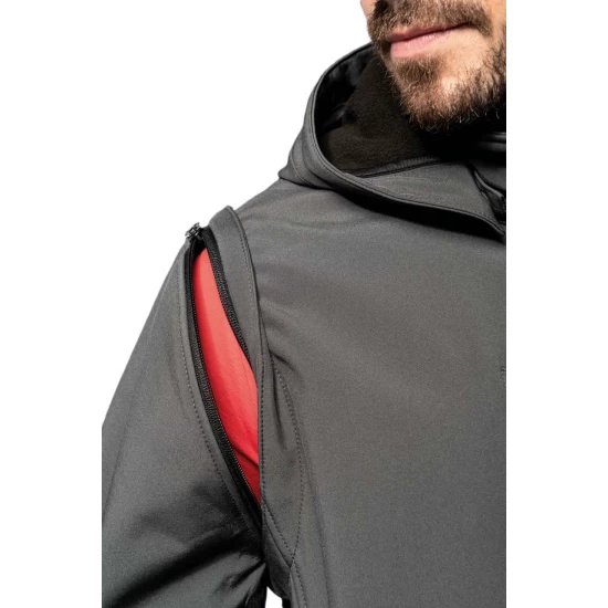Softshell cu maneci detasabile si gluga, Gri inchis Softshell cu maneci detasabile si gluga, Gri inchis