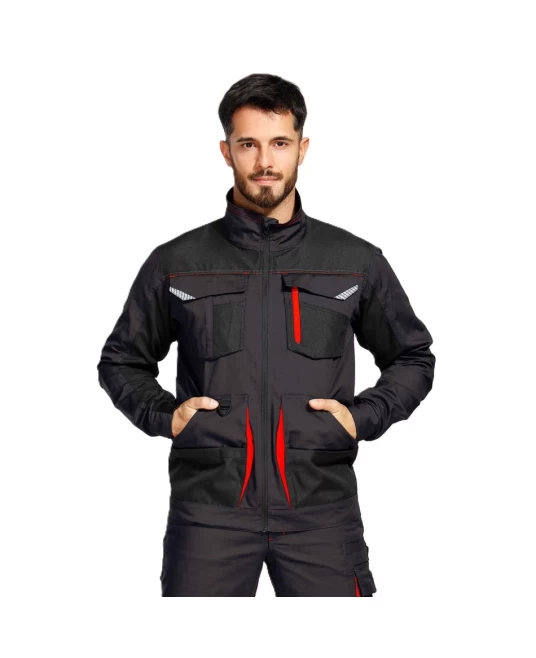 Jacheta de lucru tercot Kastor stretch, 250g/m2, negru/portocaliu