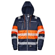 Hanorac HiVis cu gluga si fermoar, 300g/m2, bleumarin-portocaliu
