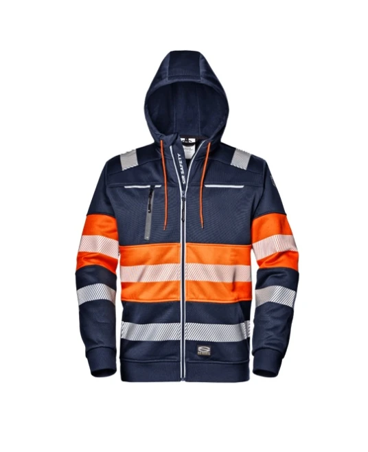 Hanorac HiVis cu gluga si fermoar, 300g/m2, bleumarin-portocaliu