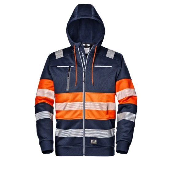 Hanorac HiVis cu gluga si fermoar, 300g/m2, bleumarin-portocaliu