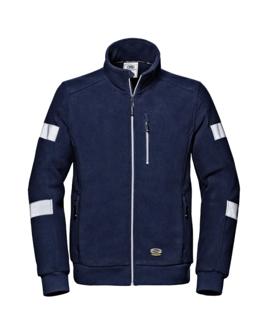 Fleece de lucru cu dungi reflectorizante, 310g/m2, bleumarin