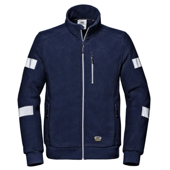 Fleece de lucru cu dungi reflectorizante, 310g/m2, bleumarin