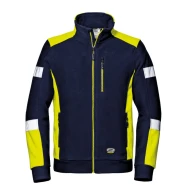 Fleece de lucru cu dungi reflectorizante, 310g/m2, bleumarin-galben