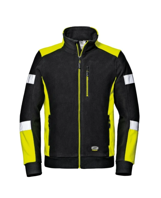 Fleece de lucru cu dungi reflectorizante, 310g/m2, negru-galben