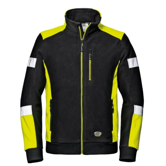 Fleece de lucru cu dungi reflectorizante, 310g/m2, negru-galben