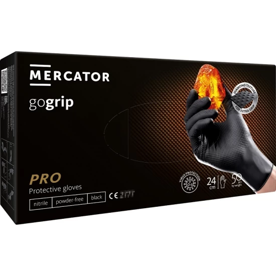 Manusi unica folosinta premium Go Grip Black, nitril, 50 buc/cutie, negru Manusi unica folosinta premium Go Grip Black, nitril, 50 buc/cutie, negru