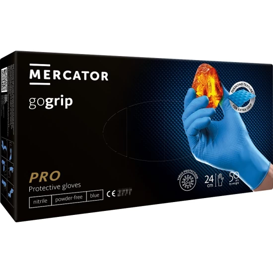 Manusi unica folosinta premium, Go Grip Blue, nitril, 50 buc/cutie, albastru Manusi unica folosinta premium, Go Grip Blue, nitril, 50 buc/cutie, albastru