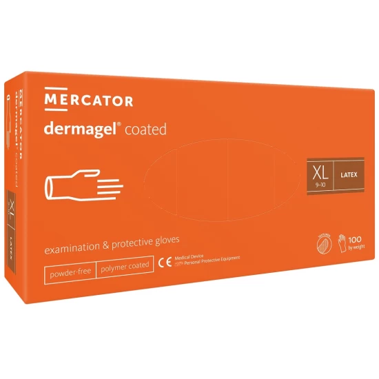 Manusi unica folosinta latex nepudrate Dermagel coated, 100 buc/cutie Manusi unica folosinta latex nepudrate Dermagel coated, 100 buc/cutie