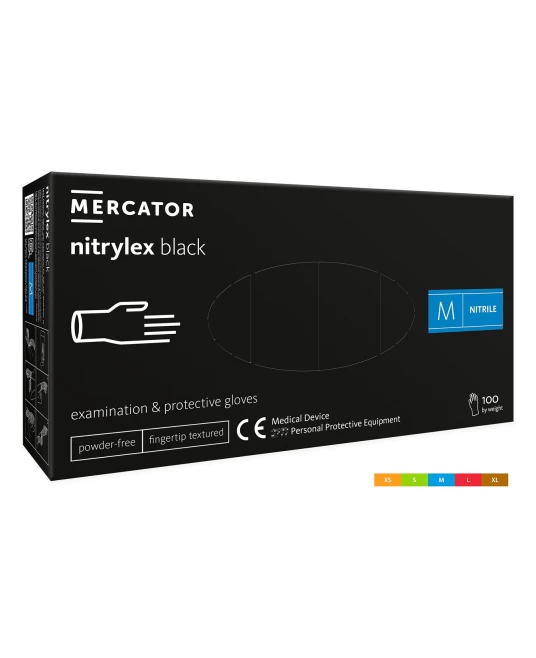 Manusi unica folosinta negre, nitril nepudrate, degete texturate, Nitrylex black, 100 buc/cutie, negre Manusi unica folosinta negre, nitril nepudrate, degete texturate, Nitrylex black, 100 buc/cutie, negre