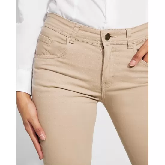 Pantaloni casual femei, bumbac si elastan, 280g/m2, bej Pantaloni casual femei, bumbac si elastan, 280g/m2, bej