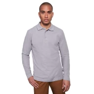Tricou polo maneca lunga barbati 220g/mp, gri melanj