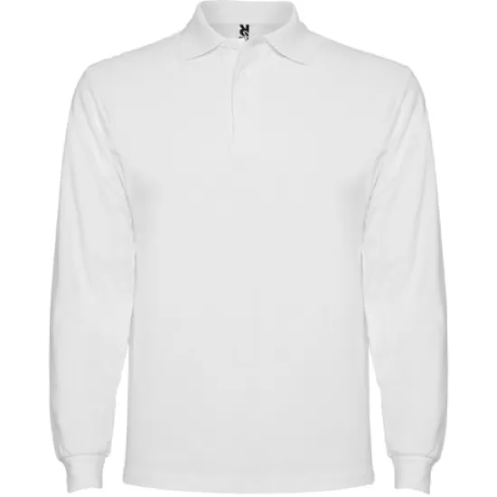 Tricou polo maneca lunga barbati 220g/mp, alb
