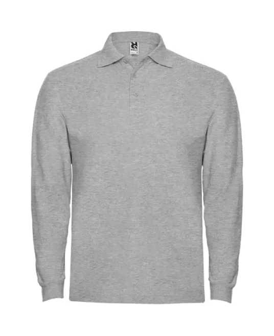 Tricou polo maneca lunga barbati 220g/mp, gri melanj Tricou polo maneca lunga barbati 220g/mp, gri melanj