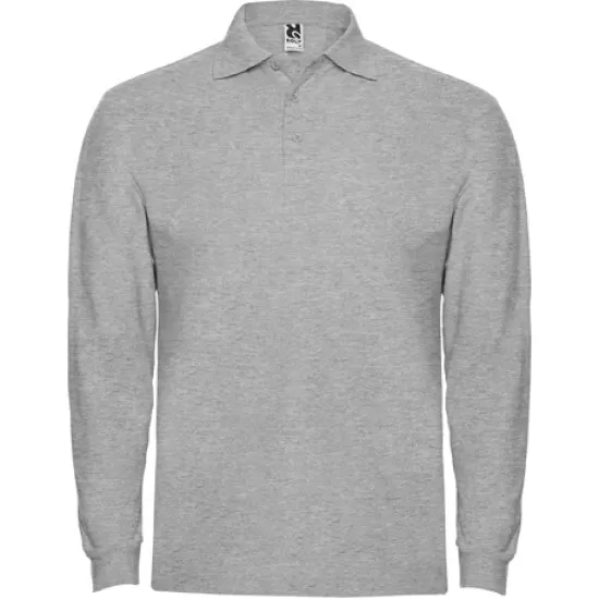 Tricou polo maneca lunga barbati 220g/mp, gri melanj Tricou polo maneca lunga barbati 220g/mp, gri melanj