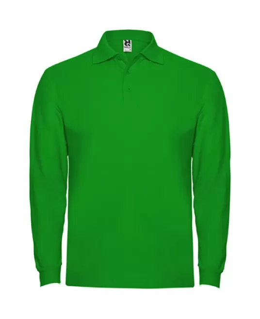 Tricou polo maneca lunga barbati 220g/mp, verde iarba Tricou polo maneca lunga barbati 220g/mp, verde iarba