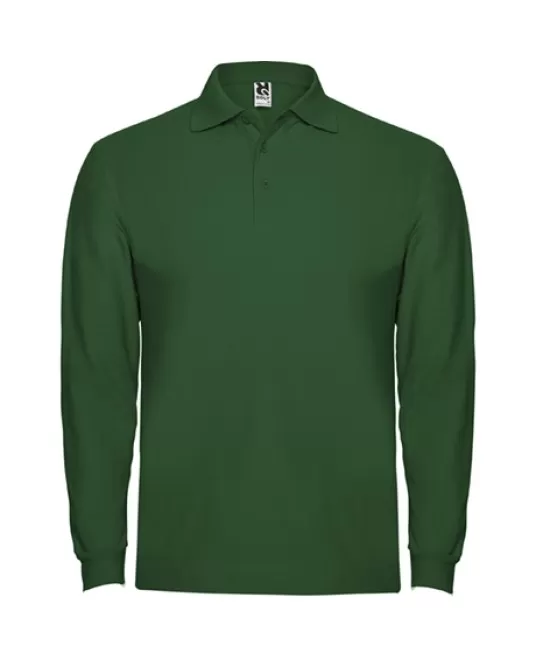 Tricou polo maneca lunga barbati 220g/mp, verde sticla Tricou polo maneca lunga barbati 220g/mp, verde sticla