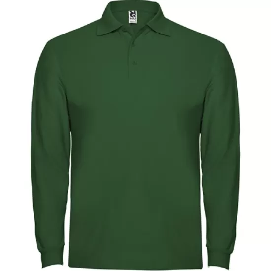 Tricou polo maneca lunga barbati 220g/mp, verde sticla Tricou polo maneca lunga barbati 220g/mp, verde sticla