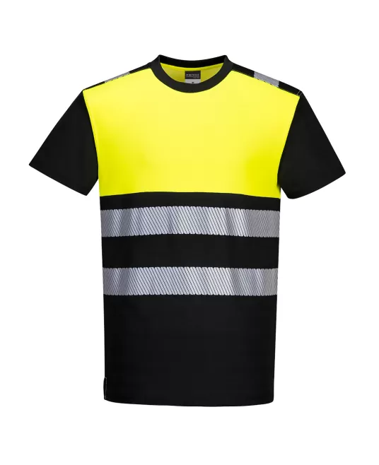 Tricou HiVis premium, continut ridicat de bumbac, galben negru Tricou HiVis premium, continut ridicat de bumbac, galben negru