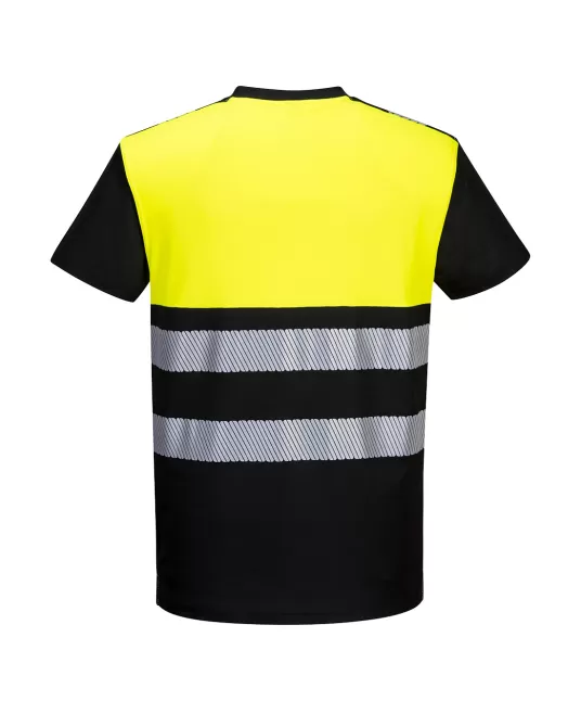 Tricou HiVis premium, continut ridicat de bumbac, galben negru Tricou HiVis premium, continut ridicat de bumbac, galben negru