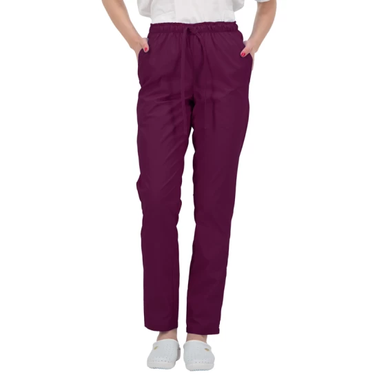 Pantaloni de lucru industria alimentara sau curatenie, tercot 160g/m2, visiniu Pantaloni de lucru industria alimentara sau curatenie, tercot 160g/m2, visiniu