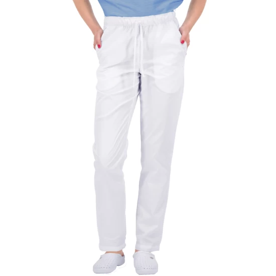 Pantaloni de lucru industria alimentara sau curatenie, tercot 160g/m2, alb Pantaloni de lucru industria alimentara sau curatenie, tercot 160g/m2, alb