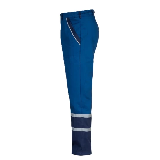 Pantaloni de lucru Colins bumbac 240g/m2, albastru benzi reflectorizante Pantaloni de lucru Colins bumbac 240g/m2, albastru benzi reflectorizante