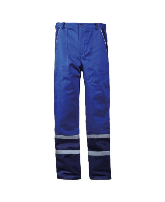 Pantaloni de lucru Colins tercot 200g/m2, albastru bleumarin benzi reflectorizante Pantaloni de lucru Colins tercot 200g/m2, albastru bleumarin benzi reflectorizante