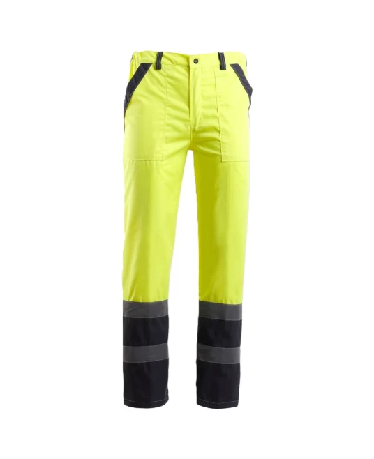 Pantaloni HiVis dungi reflectorizante Colins, tercot 240g/m2, galben negru Pantaloni HiVis dungi reflectorizante Colins, tercot 240g/m2, galben negru