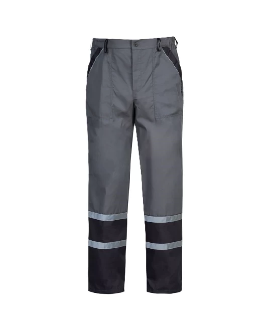 Pantaloni de lucru  Colins bumbac 240g/m2, gri benzi reflectorizante Pantaloni de lucru  Colins bumbac 240g/m2, gri benzi reflectorizante