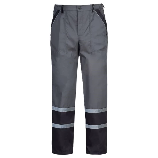 Pantaloni de lucru Colins bumbac 240g/m2, gri benzi reflectorizante Pantaloni de lucru Colins bumbac 240g/m2, gri benzi reflectorizante