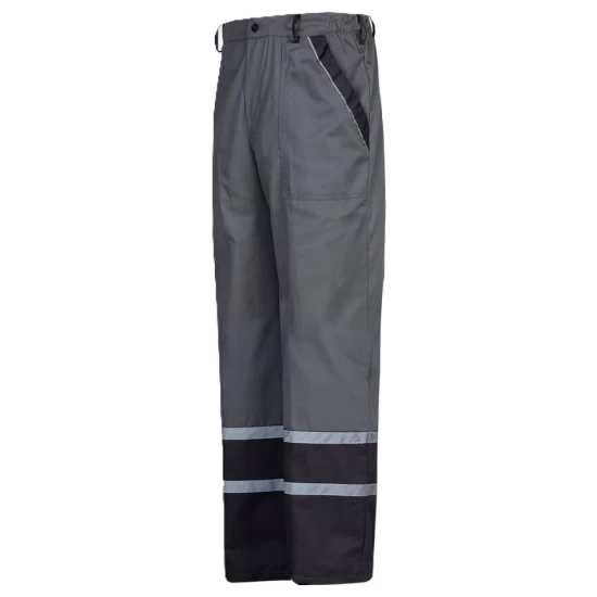 Pantaloni de lucru Colins bumbac 240g/m2, gri benzi reflectorizante Pantaloni de lucru Colins bumbac 240g/m2, gri benzi reflectorizante