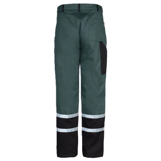Pantaloni de lucru Colins bumbac 240g/m2, verde dungi reflectorizante Pantaloni de lucru Colins bumbac 240g/m2, verde dungi reflectorizante