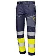 Pantaloni HiVis premium stretch, 245g/m2, bleumarin-galben