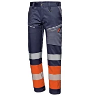 Pantaloni HiVis premium stretch, 245g/m2, bleumarin-portocaliu