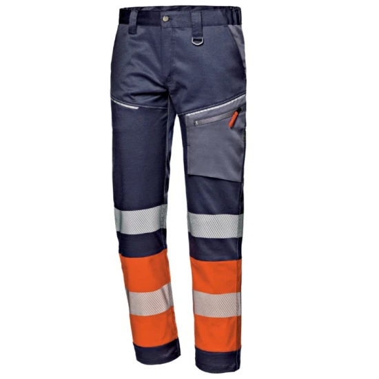Pantaloni HiVis premium stretch, 245g/m2, bleumarin-portocaliu Pantaloni HiVis premium stretch, 245g/m2, bleumarin-portocaliu