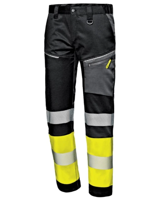Pantaloni HiVis premium stretch, 245g/m2, negru-galben Pantaloni HiVis premium stretch, 245g/m2, negru-galben