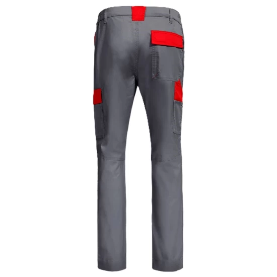 Pantaloni de lucru subtiri, ENOS stretch gri-rosu, 210g/m2 Pantaloni de lucru subtiri, ENOS stretch gri-rosu, 210g/m2