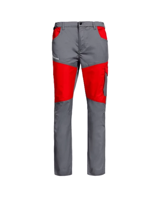 Pantaloni de lucru subtiri, ENOS stretch gri-rosu, 210g/m2