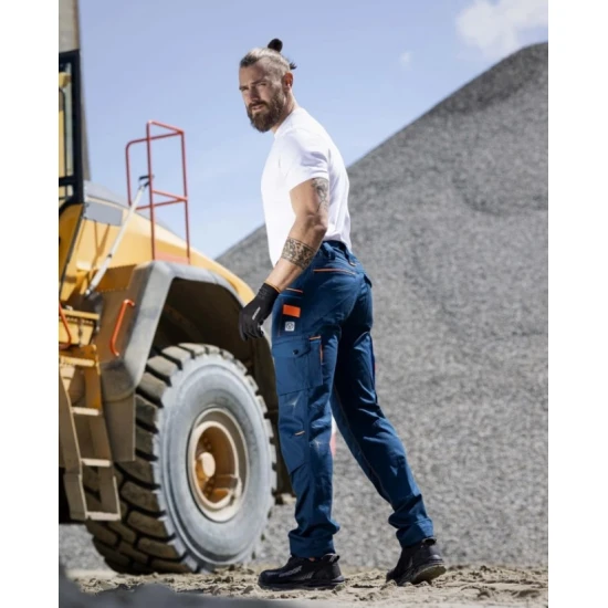 Pantaloni lucru slim fit albastru – bumbac stretch, ultra rezistenti