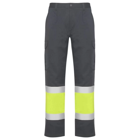 Pantaloni de vara HiVis dungi reflectorizante Daily, Gri si galben