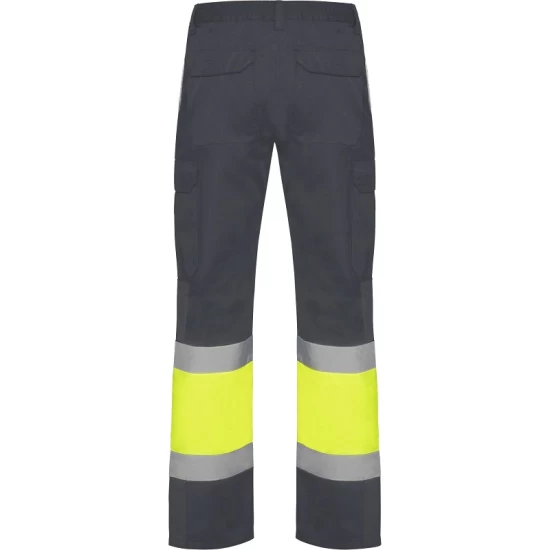 Pantaloni de vara HiVis dungi reflectorizante Daily, Gri si galben