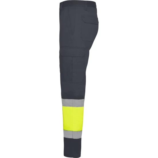 Pantaloni de vara HiVis dungi reflectorizante Daily, Gri si galben