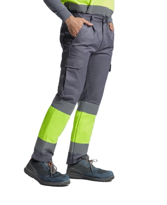 Pantaloni HiVis cu dungi reflectorizante, Daily  Gri/galben Pantaloni HiVis cu dungi reflectorizante, Daily  Gri/galben