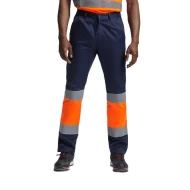 Pantaloni de vara HiVis dungi reflectorizante Daily,  Bleumarin si portocaliu Pantaloni de vara HiVis dungi reflectorizante Daily,  Bleumarin si portocaliu