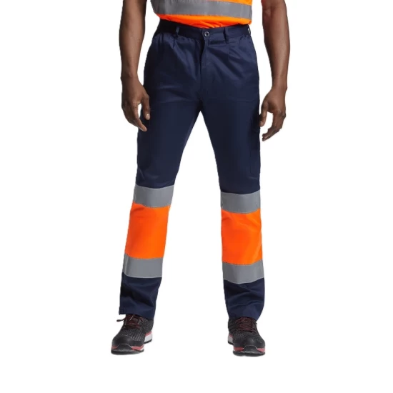 Pantaloni de vara HiVis dungi reflectorizante Daily, Bleumarin si portocaliu Pantaloni de vara HiVis dungi reflectorizante Daily, Bleumarin si portocaliu