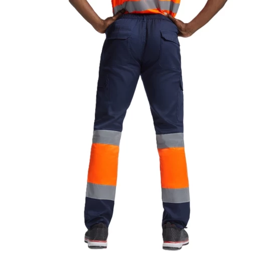 Pantaloni de vara HiVis dungi reflectorizante Daily, Bleumarin si portocaliu Pantaloni de vara HiVis dungi reflectorizante Daily, Bleumarin si portocaliu