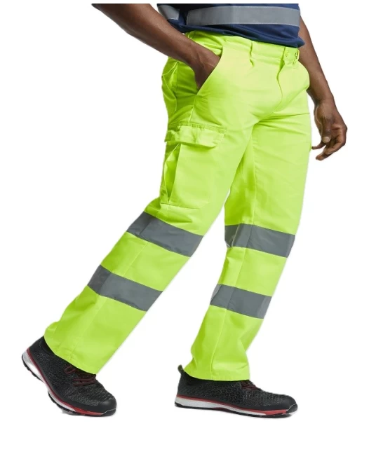 Pantaloni HiVis dungi reflectorizante, tercot 235 g/mp, galben Pantaloni HiVis dungi reflectorizante, tercot 235 g/mp, galben